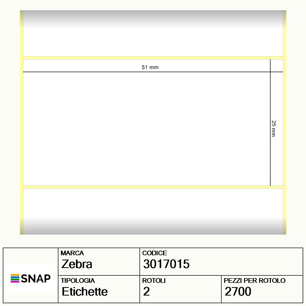 3017015 - Etichette Zebra  8100T CryoCool Polipropilene