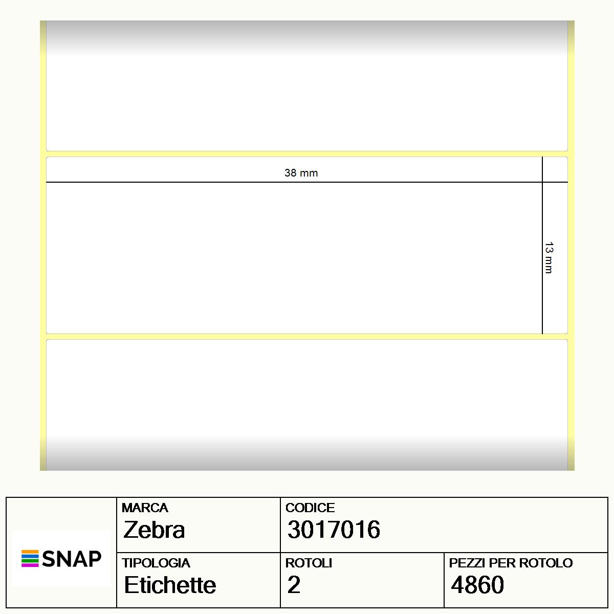 3017016 - Etichette Zebra  8100T CryoCool Polipropilene