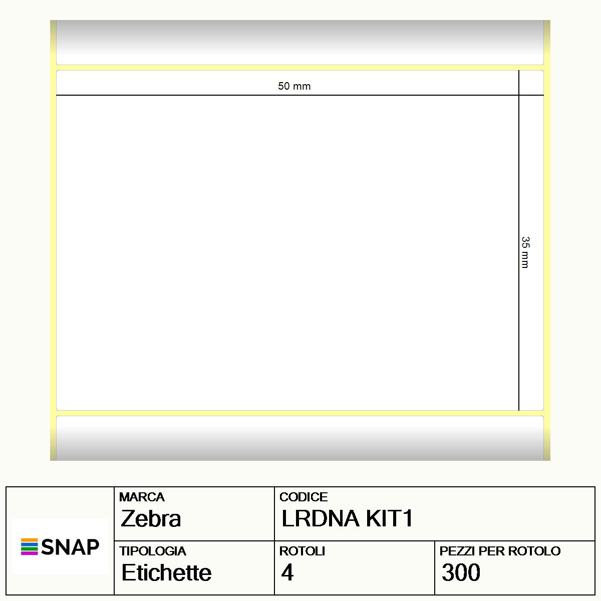 LRDNA KIT1 - Etichette Zebra  Z-Kit Poliestere